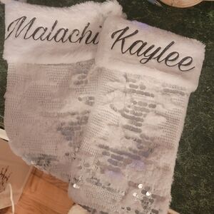 Personalized White Sequin Stockings